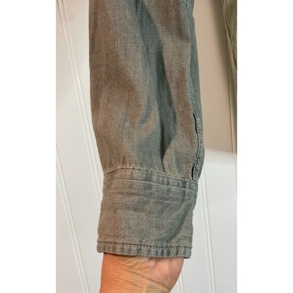 Levis Mens M Long Sleeve Button-Up Dip Dye Shirt Gray & Cream - Picture 7 of 15